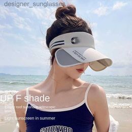 Visors Hat Retractable C Brim Empty Top Fashionoutdoor Women Travel Beach Summer Sea Border UV Sun Men Shade SunshadeL231219