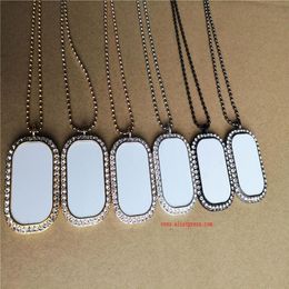 sublimation blank Rounded rectangle necklaces pendants with drill necklace pendant tranfer printing consumable 15pcs lot Q1113286l