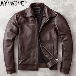 Men's Real Cowhide jackets Genuine Leather Jacket Men Clothing Autumn Clothes jaqueta couro masculino 240102