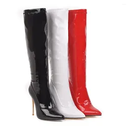 Boots Fashion Knee High Women's Winter Quality Women Shoes Knee-high Red 2023 Sexy Patent Leather