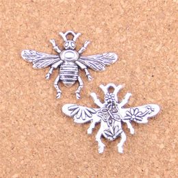 46pcs Antique Silver Plated Bronze Plated bee honey Charms Pendant DIY Necklace Bracelet Bangle Findings 32 24mm237g