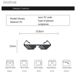 Sunglasses Black Mosaic Sunglasses Funny Toy Mosaic Strip Sunglasses Trick Toy Retro Thug Life Glasses Deal With It Glasses Pixel Women MenL231218