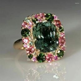 Wedding Rings Ly Colorful Green Cubic Zirconia For Women Special-interested Party Gorgeous Accessories Female Jewelry