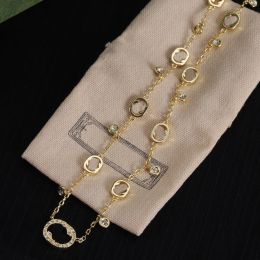 Diamant Gold Designer Halskette Anhänger Halsketten G Schmuck Mode Kleine hängende Perlenkette GIF
