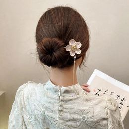 Hair Clips Chinese Sweet Vintage Flower Tassels Stick For Women Girl Elegant Temperament Fork Cheongsam Hanfu Hairpin