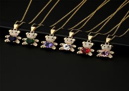 New Fashion CZ Pave Setting Cute Love Bears Pendant Necklace Woman Gift 18K Gold Jewelry5742029