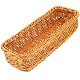 Dinnerware Sets Seasoning Jar Storage Box Household Small Basket Living Room Decor Imitation Rattan Woven Plastic Simple Table Sorting