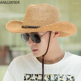 Berets B-8055 Cowboy Hat Male Summer Sun Cap Adult Sunscreen Anti UV Wide Brim Men's Plate Panama