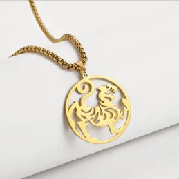 Pendant Necklaces 1PC Stainless Steel Gothic Hip Hop Punk Tiger Animal Pendants Men Chains Male Necklace For Women Jewelry Gifts F1108