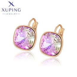 Stud Xuping Jewellery Store Arrival Charm Gold Plated Square Chinese Crystal Earrings for Women Girl Jewellery Gift X000803409 231218