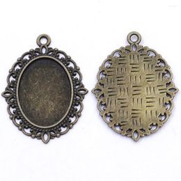 Pendant Necklaces Pendants Flower Lace Bronze Tone For 25x18mm Cameo Cabochon Base Bezel Setting Oval Blank Charm Jewellery DIY Finding