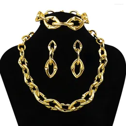 Necklace Earrings Set French Gothic Chain Shape Fashion Bracelet Women's Party Wedding Jewelry Gift For Friends