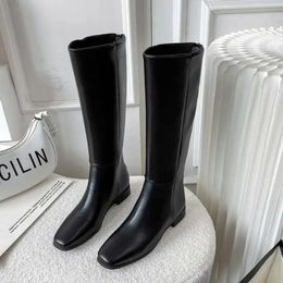 Knee 256 Black Genuine Leather High Winter Women Western Tall Long Boots Female Trends Shoes INS Brand 231219 337