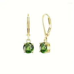 Dangle Earrings Fashion Green Zircon Stud Drop For Women Gold Plated Ear Cuffs Women's Clip 2023 Jewelry Wholesale