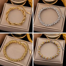 Bangle OIMG 316L Stainless Steel Gold Colour Fashion Coarse Chain Bracelet For Women Exquisite Wrist Jewellery Gift Drop 231219