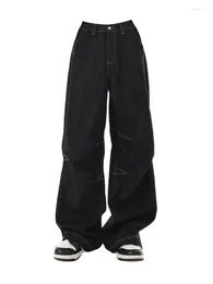 Women's Jeans 2023 Trend Baggy High Waist Black Wide Leg Pants Casual Trousers Korean Fashion Gothic BF 2000s Aesthetic