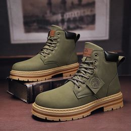 Dress Shoes High Top Boots Men's Leather Fashion Motorcycle Ankle Military for Men Winter Man LaceUp Botas Hombre 231218