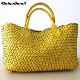 Evening Bags Brand Ladies Gold Woven Leather Cross Stitch Hobo High-capacity Handbag Women Large Shoulder Bag Casual Tote 21 Colors 231218