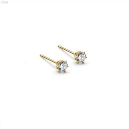 Ins Jewellery Earrings Super Flash 3 Grade a Single Diamond Stud Titanium Steel Material of Gold