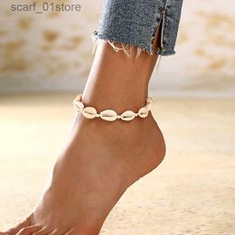 Anklets SeaShell Anklet For Women Foot Jewellery Summer Beach Barefoot Bracelet Ankle On Leg str Bohemian Jewellery AccessoriesL231219