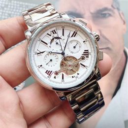 Top brand fashion men rose gold watch Stainless Steel band luxury man watch Mechanical Automatic Moon Phase mens wristwatch for me1938