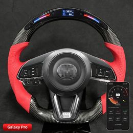 100% Carbon Fiber Steering Wheel Fit for Mazda 3 Mazda 6 CX-4 CX-5 RX-7 BT-50 LED Performance