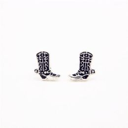 Trendy Boots Stud Earrings Antique Silver Plated Imitation Shoe Type Design Environmental Protection Material Suitable for Men And315S