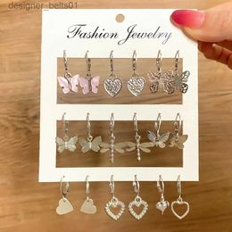 Dangle Chandelier EN 2022 Trend Silver Color Animal Butterfly Drop Earrings Set for Women Girls Geometric Heart Metal Acrylic Earrings JewelryL231219