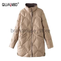 Women's Down Parkas 2023 New Women Winter Warm Medium X-Long Fashion Stand Collar Down Jackets Female Ultra Lightweight White Duck Down Coat J231219