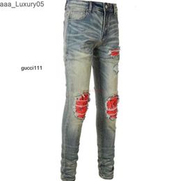 Old Clothing Pants Fashion amari amiiri AM Designer amirl es Jeans Denim amirlies 6552 erican es am Mens Jeans with amis imiri Holes Patch High Street Slim Fit Big KAO0