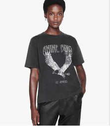 2023 A Bing Niche Eagle Print t Shirt Fried Snowflake Colour Washing Designer Tee Women Black Short-sleeved T-shirt Tops Polos Cheap Sale High Quality 7742ess