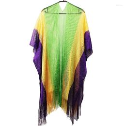 Scarves Woman Sheer Shawl With Fringe Trim Carnival Cool Lightweight Lady Casual Colour Matching Poncho Outdoor Sunproof Scarf