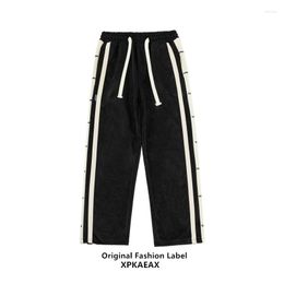 Men's Pants Trendy Brand Xpkaeax Hip-Hop Straight-Leg Trousers Suede