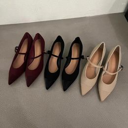 Dress Shoes Pointed Toe Women Pumps 2024 Arrivals Black Beige Red Shallow Slip On Office Belt Buckle Thin High Heels Woman 35-39