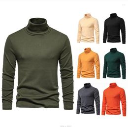 Men's Sweaters Mock High Collar Sweater Tops Autumn Winter Solid Colour Men Pullover Knitted Warm Male
