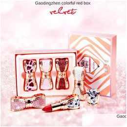 Lipstick Lipstick Colorf Case With Three Bows Set Make Up 230919 Drop Delivery Health Beauty Makeup Lips Dhpta