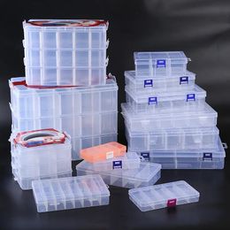 Bins 3 Wholesale 10 grid 15 grid 24 grid transparent plastic PP detachable toy Jewellery box medicine box desktop storage box