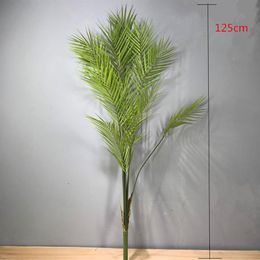 125cm13 Fork Artificial Large Rare Palm Tree Green Lifelike Tropical Plants Indoor Plastic Large Potted Home el Office Decor C0270E