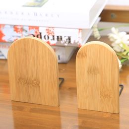 Decorative Objects Figurines 1Pc Nature Bamboo Desktop Organizer Office Home Bookends Books Holder Stand Storage Desk Shelf Bookend Book Accessories 231219