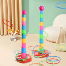 Other Toys 10 layers Children Throw Circle Game Ferrule Stacked Fun Indoor Outdoor Parent Child Interactive Early Education Gift 231218