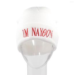 Berets IM NAYEON Beanie Hat TWICE Kpop Knitted Embroidery Skull Chapeau Femme Cap Hip Hop Caps294S