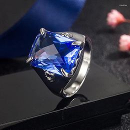 Cluster Rings 925 Sterling Silver Blue Sapphire Gemstone Ring Female Anillos De Wedding Bands Origin Jewellery Anel Box