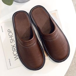 Slippers Arrival Runway Shoes Men Leather Home Slippers Unisex Flat Round Toe Wear Resitant Fashion Shoes Man Slippers House 231219