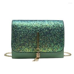 Evening Bags Women Bag Ins Internet Celebrities Tassel Chain Shoulder For Girl Gift Arrival Pu Material Black Green Red