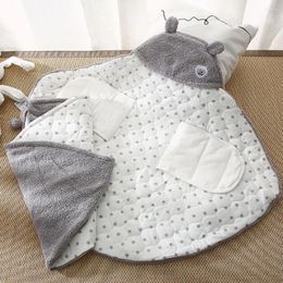 Blankets Baby Blanket Velvet Soft Cute Carrycot Sack Diaper Changing Infant Swaddle Wrap Yellow Grey Winter Warm Born