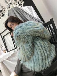 Fur Red Fox Fur Striped Real Fur Coats and Jackets Women Korean Women's Short Full Fur Hooded Longsleeved Fur Jacket New Style