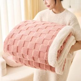 Blankets Fluffy Fleece Plaid Blanket Winter Thicken Duvet Cover Double Sided Sofa Bed Soft Warm Throw Bedspread Bedroom