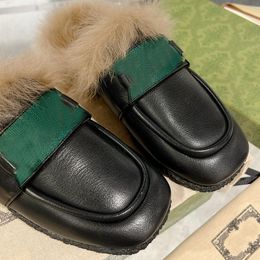 Designer Slippers Muller Shoe Fur Flats Chain Ladies Casual Shoes Women Mens Loafers Muller Slipper Room Shoes Furry Top Quality Rabbit Hair Slides 35-40