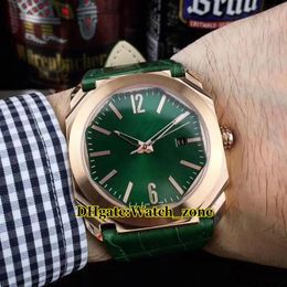 42mm Octo 101963 101964 Green Dial Automatic Mens Watch Rose Gold Green Leather Strap High Quality Cheap New Wristwatches296l