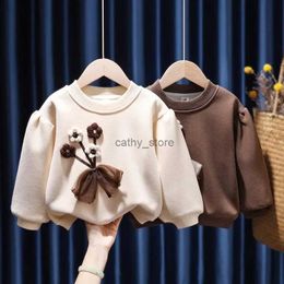 Pullover Girls Velvet Sweater Autumn and Winter 2023 New Clothes Embroidered Western-style Children Little Girls Thickened Casual TopL231215